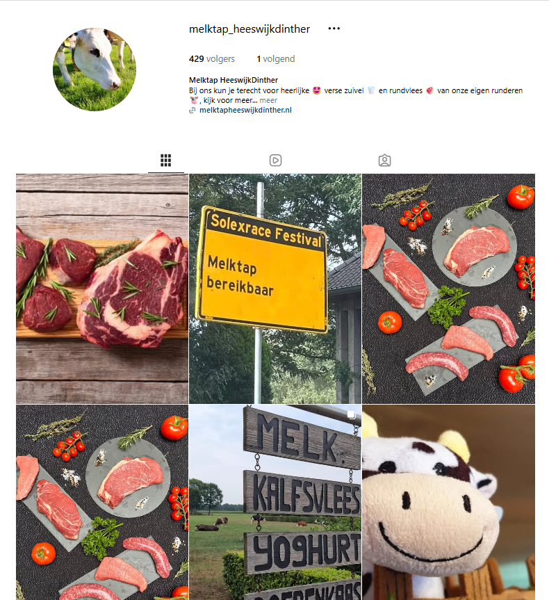 instagram website Ingang melktap Heeswijk dinther, verse melk en vers vlees voor weinig, eerlijk en gezond